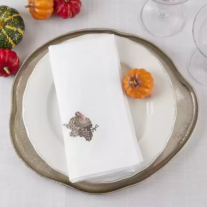 Flash Sale Turkey Embroidered 4-pc. Harvest Napkin Set Table Linens