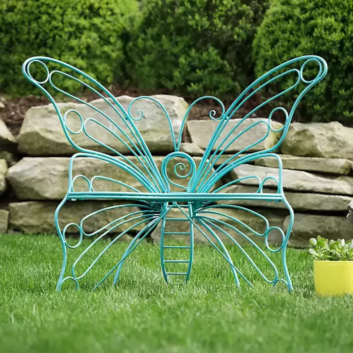 Store Turquoise Butterfly Metal Chair Outdoor Seating