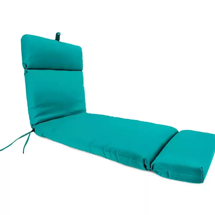 Sale Turquoise Canvas French Edge Chaise Cushion Outdoor Cushions & Pillows