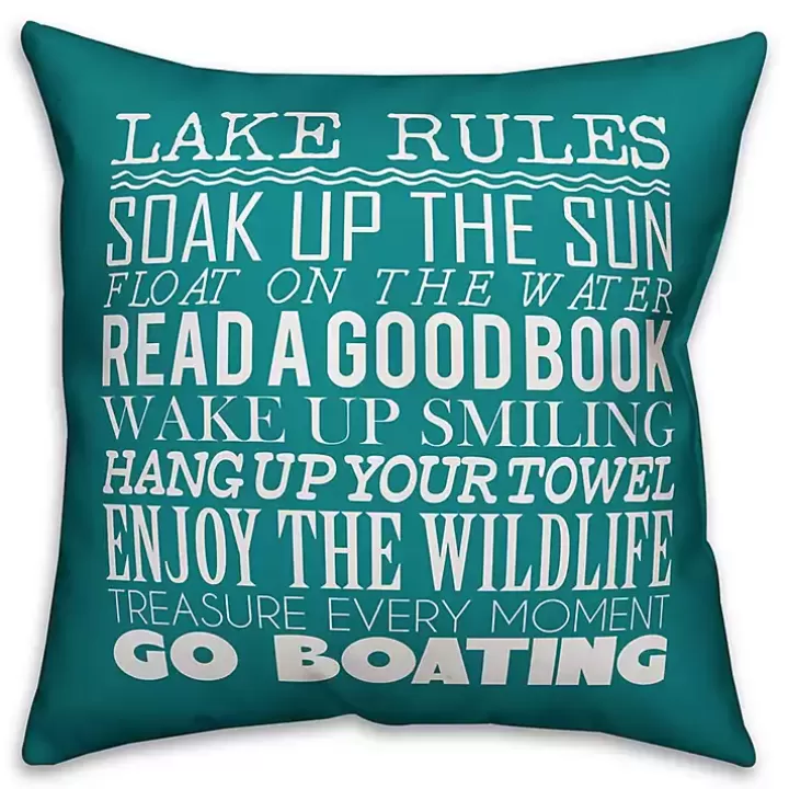 Shop Turquoise Lake Rules Outdoor Pillow Outdoor Cushions & Pillows