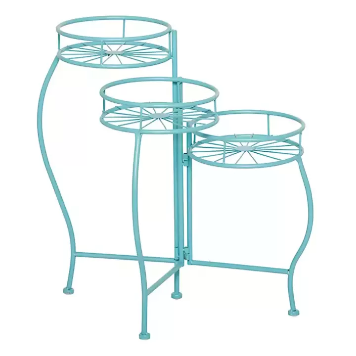 Online Turquoise Metal Starburst 3-Tier Plant Stand Planters