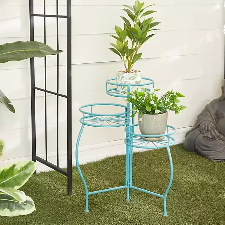Online Turquoise Metal Starburst 3-Tier Plant Stand Planters