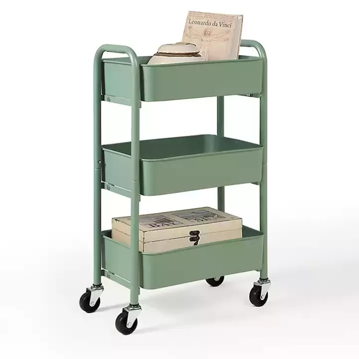 Best Sale Turquoise Metal 3-Tier Organizer Storage Cart Kitchen Islands & Bar Carts