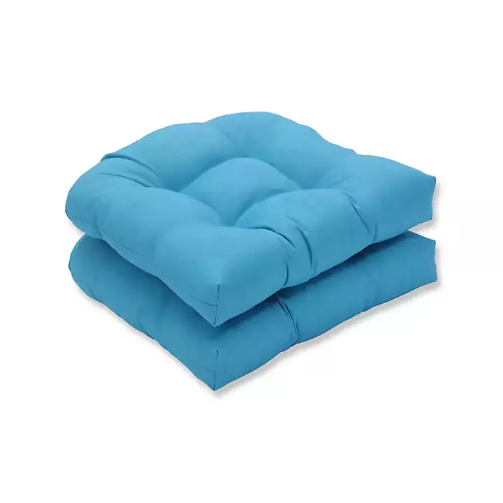 Store Turquoise Outdoor Wicker Chair Cushion, Set of 2 Outdoor Cushions & Pillows