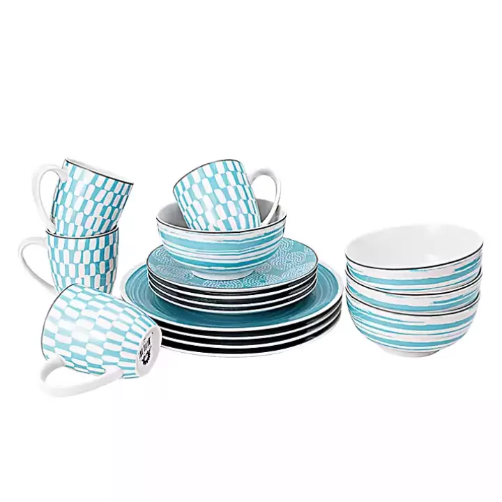 Discount Turquoise Stoneware 16-pc. Dinnerware Set Dinnerware