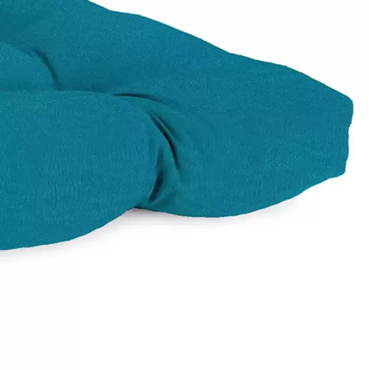 Shop Turquoise Tufted Canvas Outdoor Bench Cushion Outdoor Cushions & Pillows