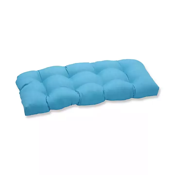 Sale Turquoise Tufted Outdoor Loveseat Cushion Outdoor Cushions & Pillows