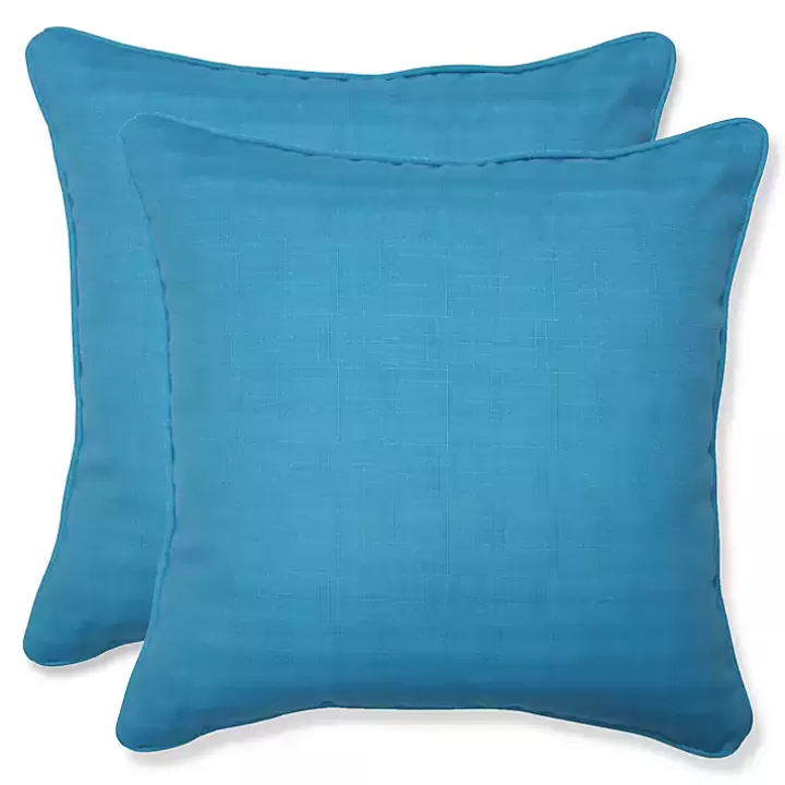 Shop Turquoise Welt Outdoor Pillows, Set of 2 Outdoor Cushions & Pillows