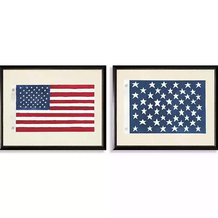 Online Two Flags Framed Art Prints, Set of 2 Framed Art