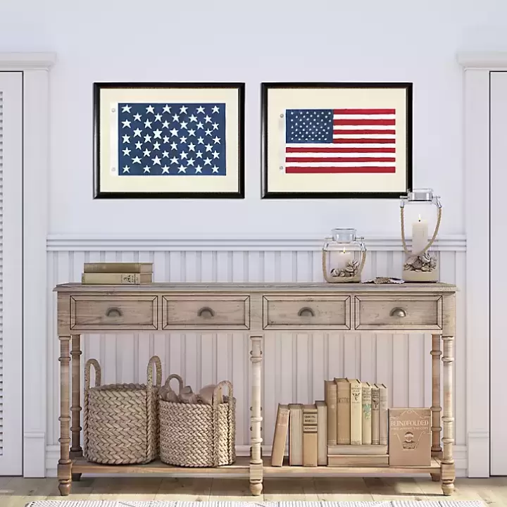 Online Two Flags Framed Art Prints, Set of 2 Framed Art