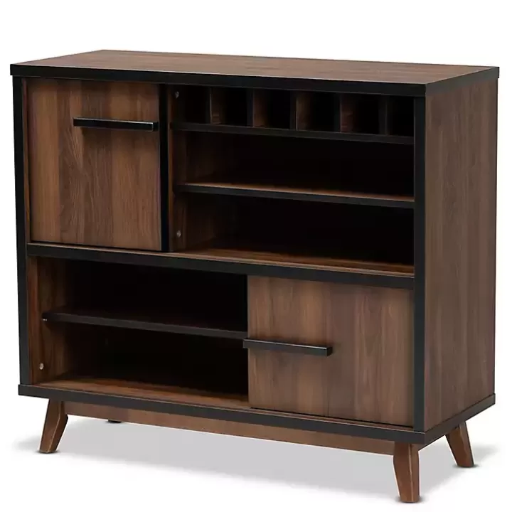 Store Two Tone Walnut Wood Wine Storage Cabinet Cabinets & Sideboards