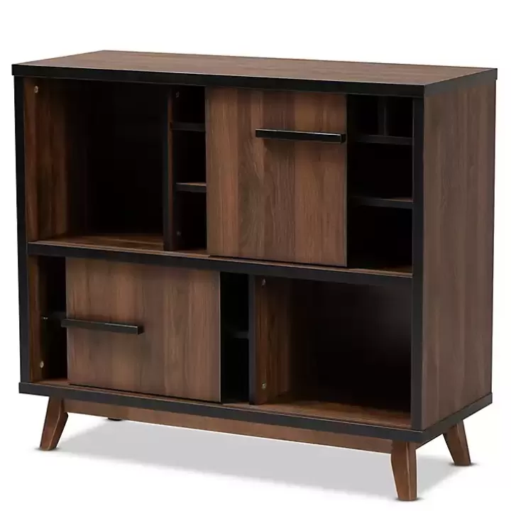 Store Two Tone Walnut Wood Wine Storage Cabinet Cabinets & Sideboards