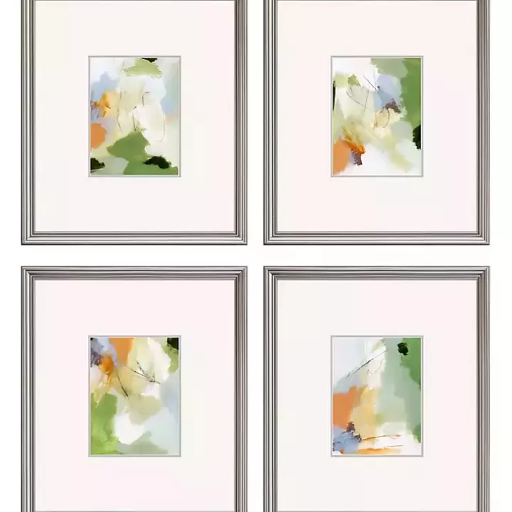 Hot Verdure Abstract Framed Art Prints, Set of 4 Framed Art