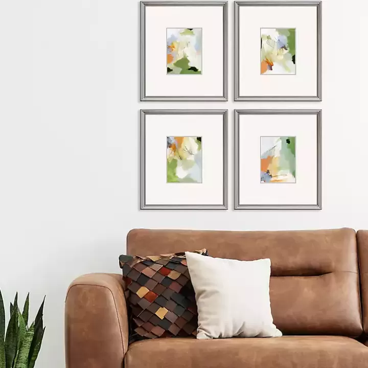 Hot Verdure Abstract Framed Art Prints, Set of 4 Framed Art