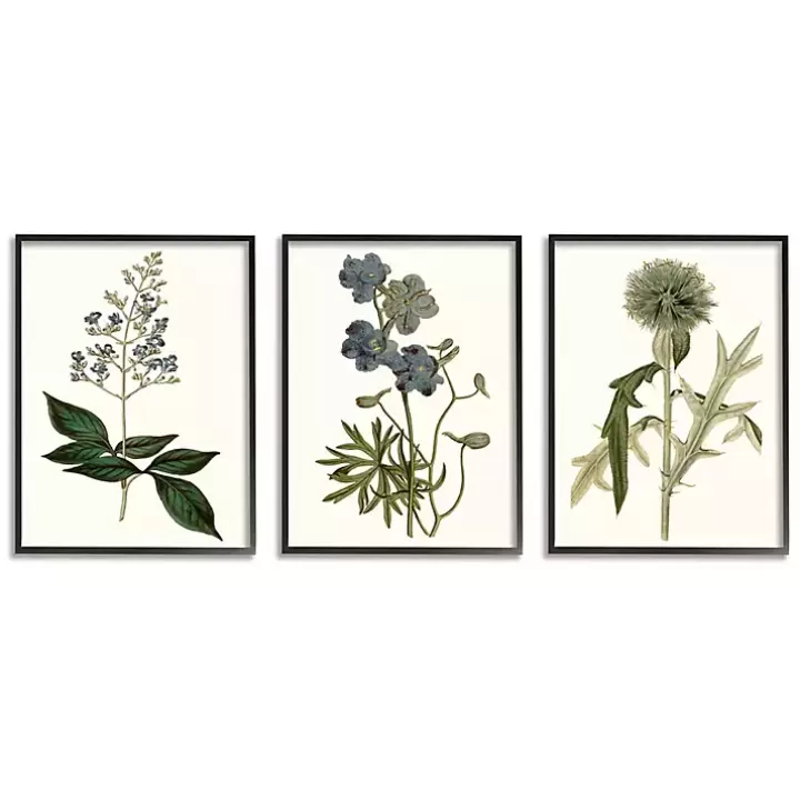 Cheap Vintage Blue Flowers Framed Art Prints, Set of 3 Framed Art