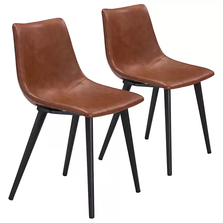 New Vintage Faux Leather Dining Chairs, Set of 2 Dining Chairs