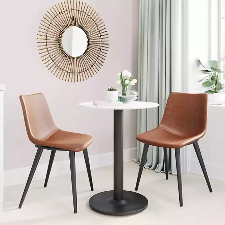 New Vintage Faux Leather Dining Chairs, Set of 2 Dining Chairs