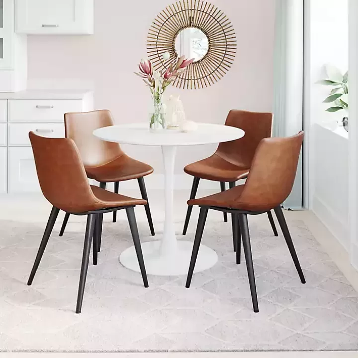 New Vintage Faux Leather Dining Chairs, Set of 2 Dining Chairs