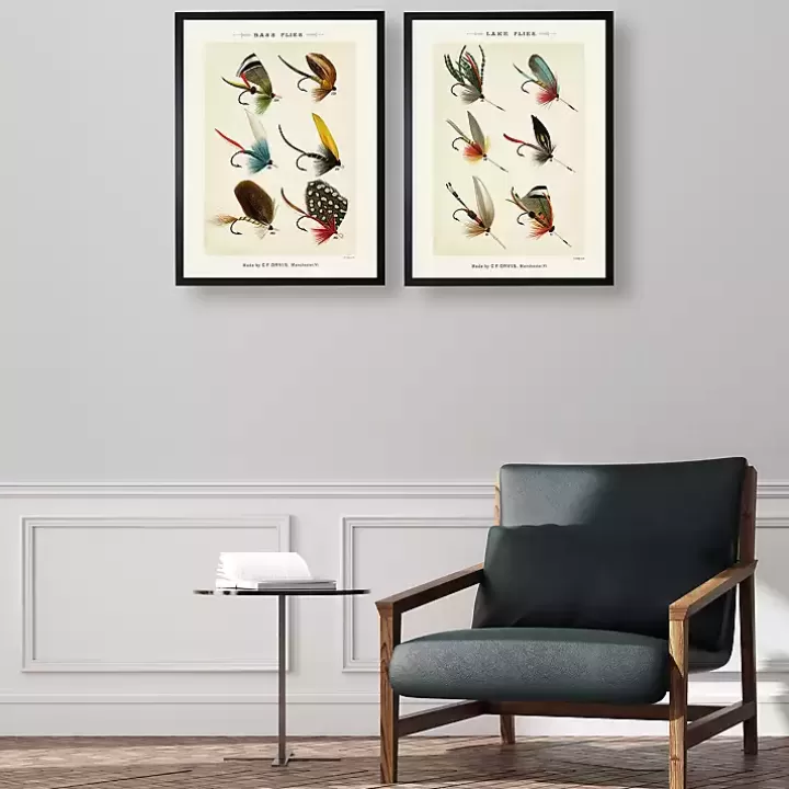 Fashion Vintage Fishing Lures Framed Art Prints, Set of 2 Framed Art