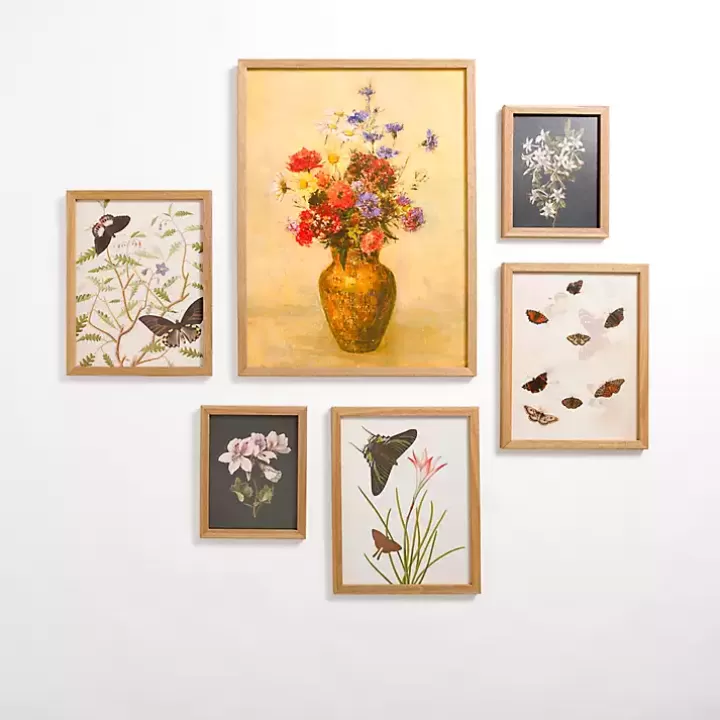 Best Sale Vintage Floral Framed Art 6-pc. Gallery Set Framed Art