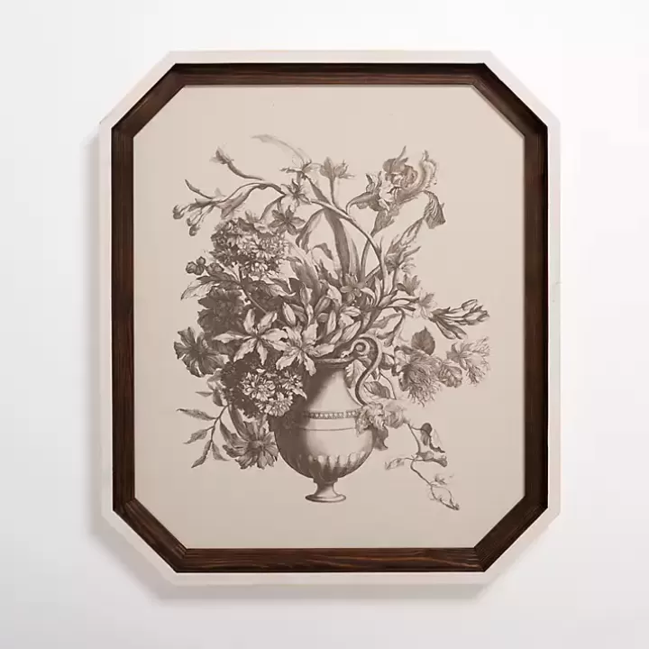 Discount Vintage Floral Octagon Framed Art Print Framed Art