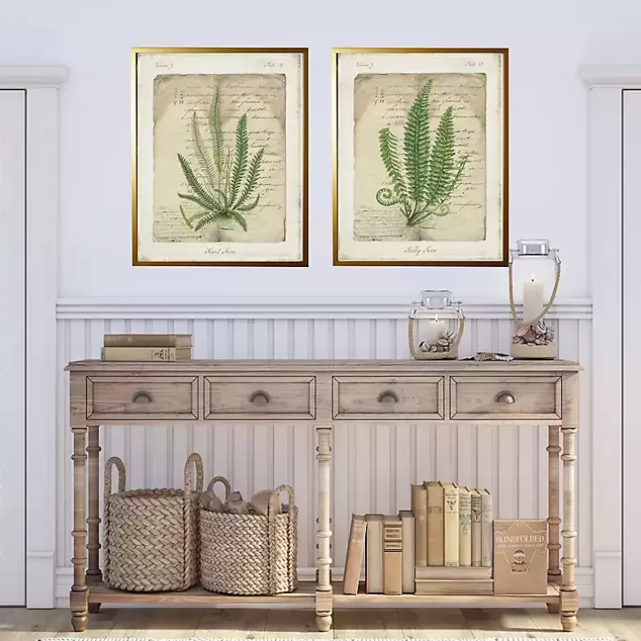Clearance Vintage Green Ferns Framed Art Prints, Set of 2 Framed Art