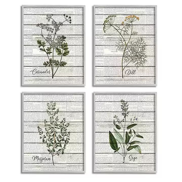 Cheap Vintage Herbs Framed Art Prints, Set of 4 Framed Art