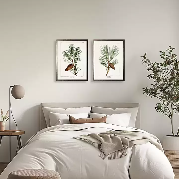 Flash Sale Vintage Pine Leaves Framed Art Prints, Set of 2 Framed Art