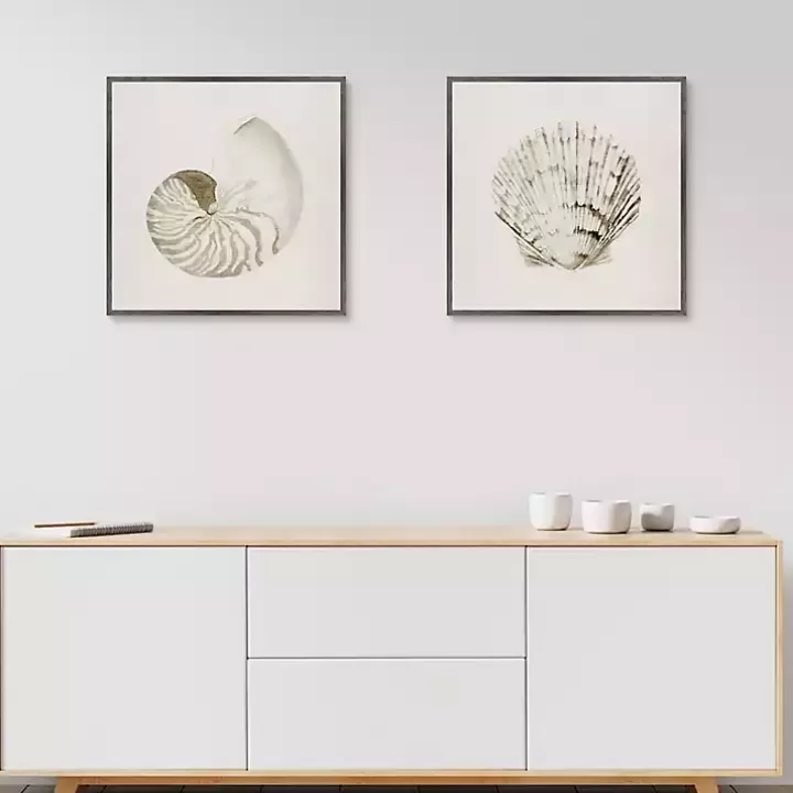 Shop Vintage Shells Framed Canvas Art Prints, Set of 2 Canvas Art
