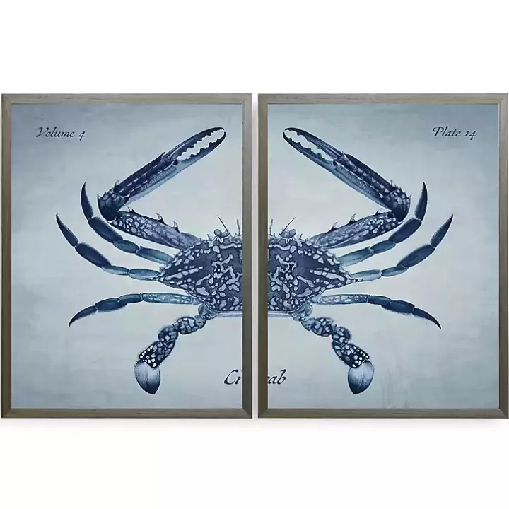 Cheap Vintage Split Crab Framed Art Prints, Set of 2 Framed Art