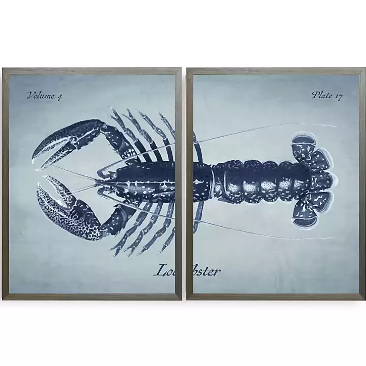 Flash Sale Vintage Split Lobster Framed Art Prints, Set of 2 Framed Art