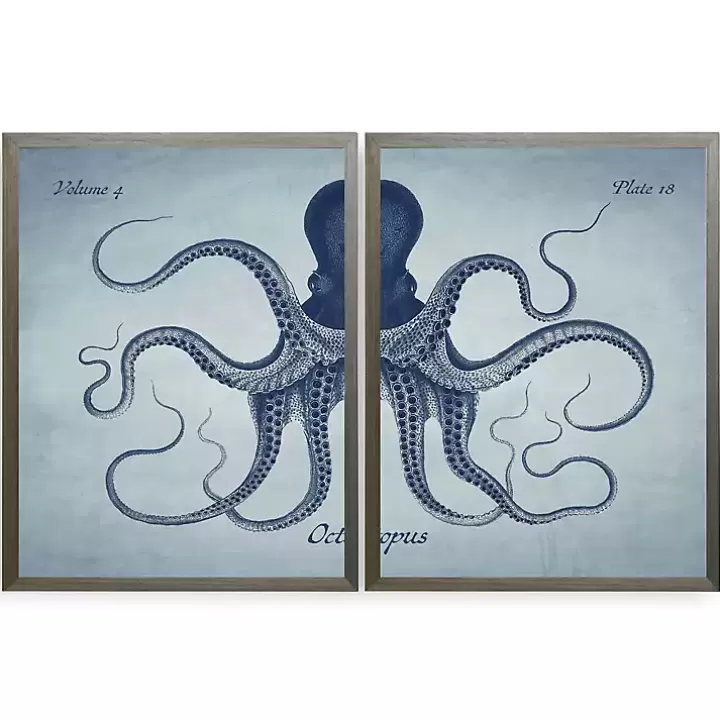 Best Sale Vintage Split Octopus Framed Art Prints, Set of 2 Framed Art