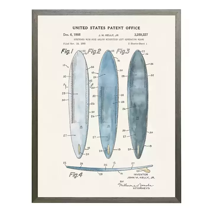 Best Sale Vintage Surfboards Patent Framed Art Print Framed Art