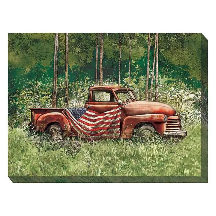 Sale Vintage Truck Outdoor Canvas Art Print, 40x30 in. Outdoor Wall Decor