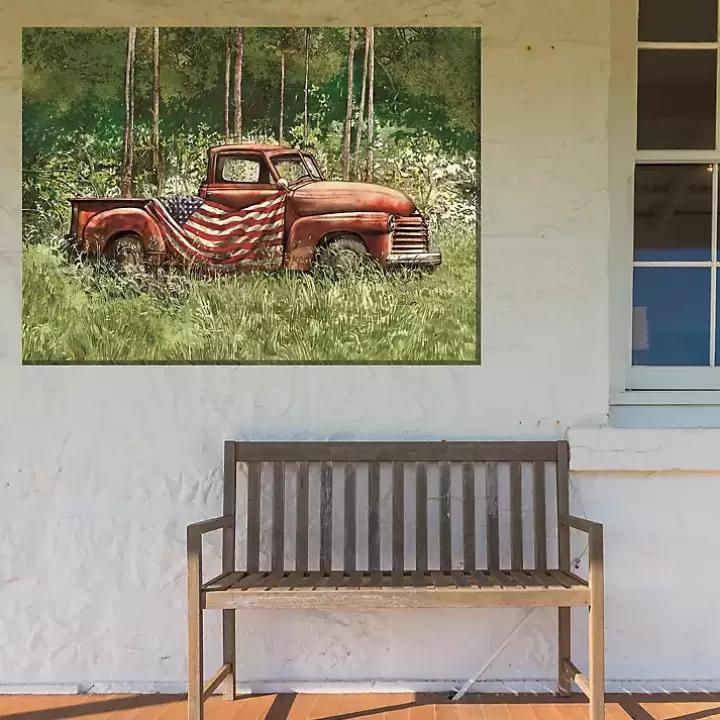 Sale Vintage Truck Outdoor Canvas Art Print, 40x30 in. Outdoor Wall Decor