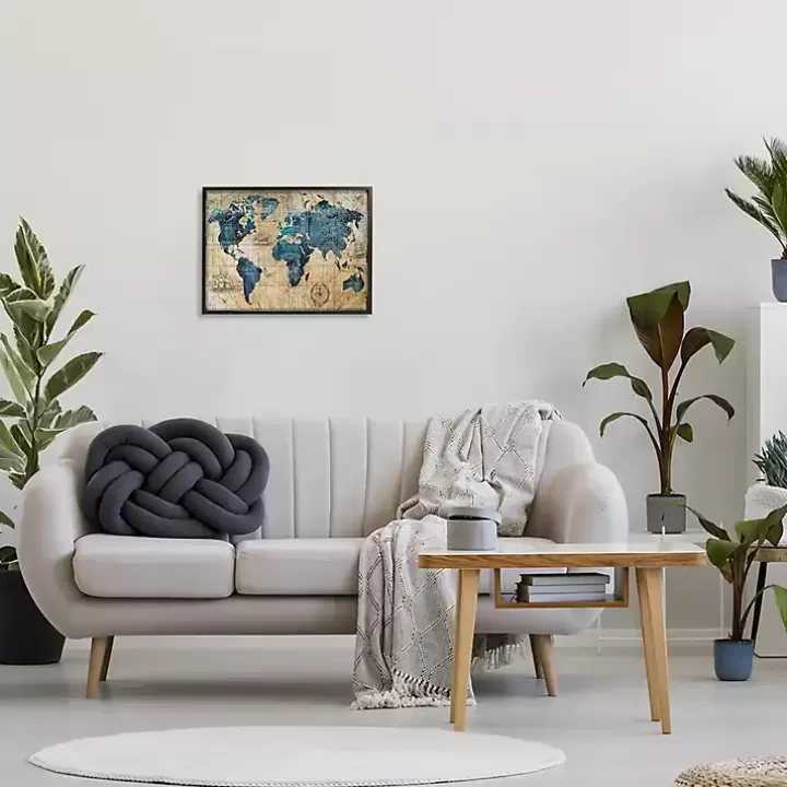New Vintage World Map Framed Giclee Canvas Art Print Canvas Art