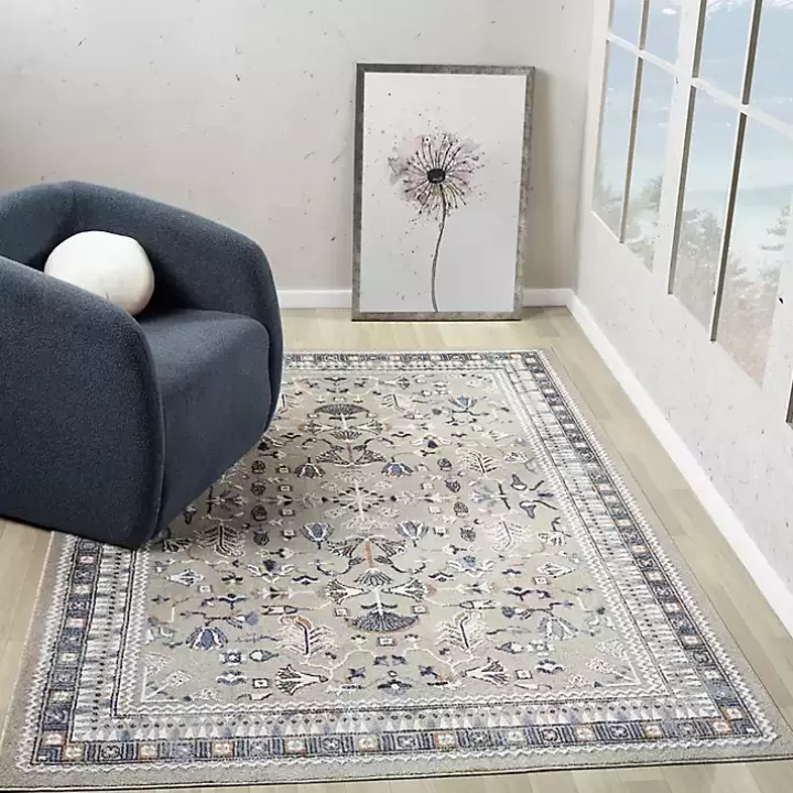 Fashion Vista Blue Beige Area Rug, 5x7 Area Rugs