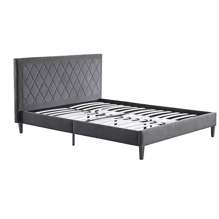 Best Viv Charcoal Diamond Tufted Queen Bed Frame Beds & Headboards