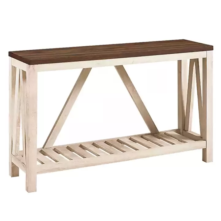 Clearance Walnut and Whitewash A-Frame Console Table Console Tables