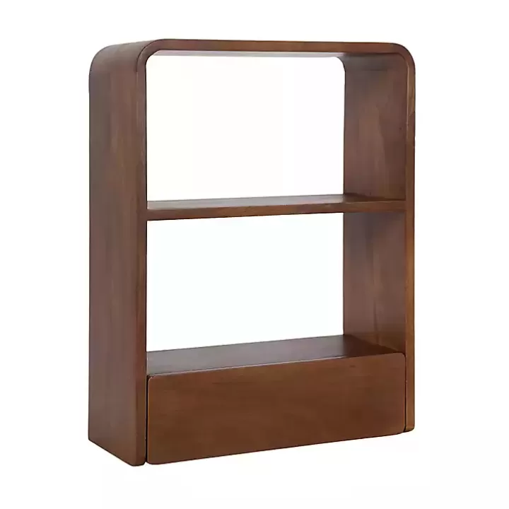 Clearance Walnut Kato Single Drawer Wall Shelf Shelves