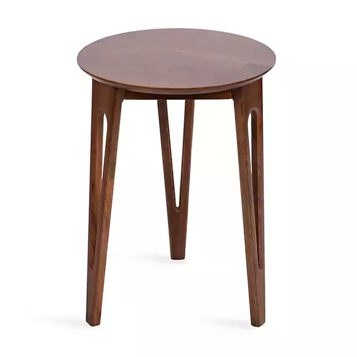 Hot Walnut Mango Wood Round Kershaw Accent Table Accent & End Tables