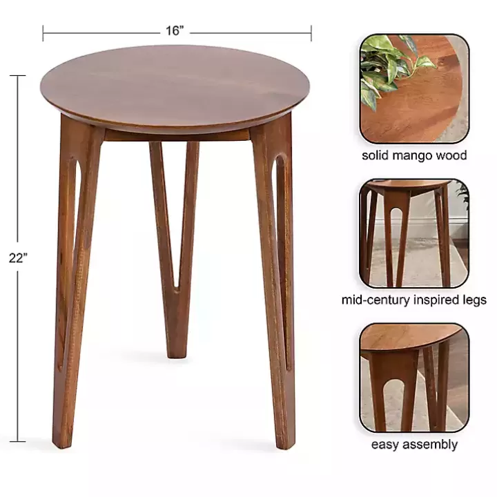 Hot Walnut Mango Wood Round Kershaw Accent Table Accent & End Tables