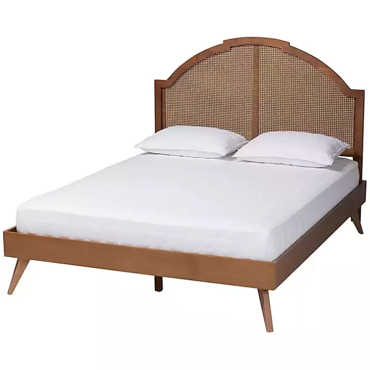 Online Walnut Rattan Kelly Queen Platform Bed Beds & Headboards