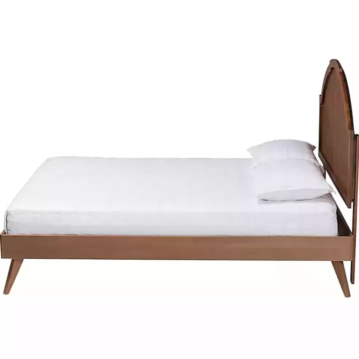 Online Walnut Rattan Kelly Queen Platform Bed Beds & Headboards