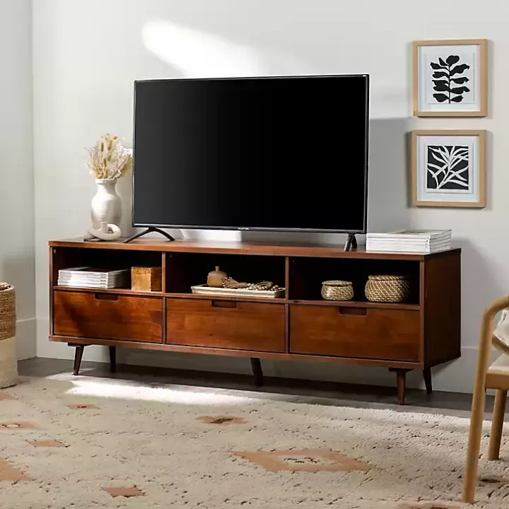 Clearance Walnut 3-Drawer Wood TV Stand Tv Stands & Media Consoles