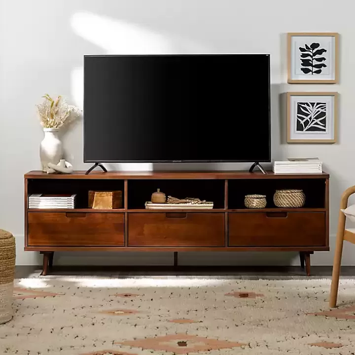 Clearance Walnut 3-Drawer Wood TV Stand Tv Stands & Media Consoles