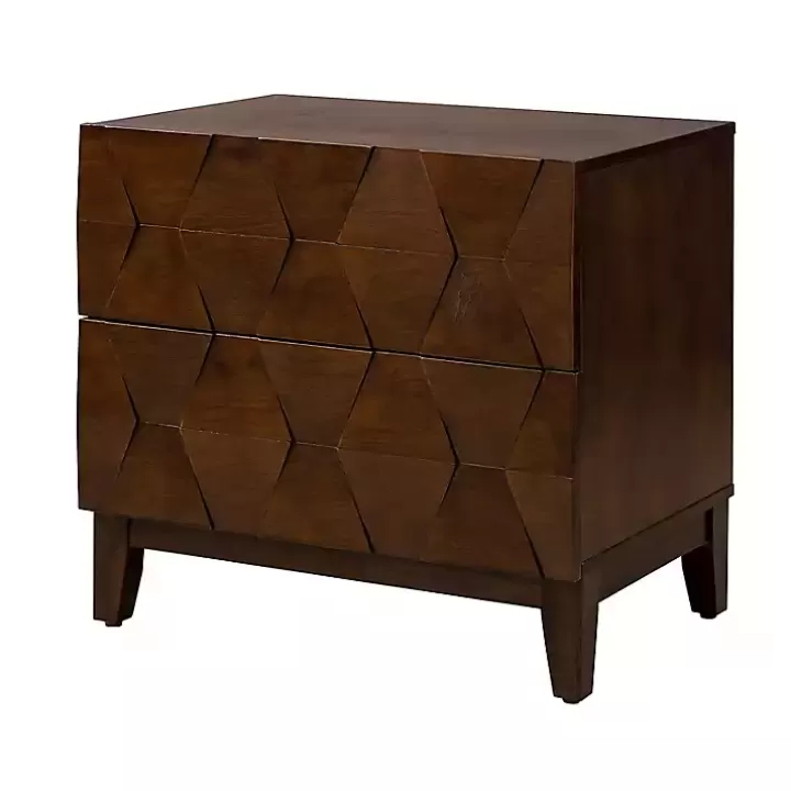 Online Walnut Geometric 2-Drawer Charging Nightstand Nightstands