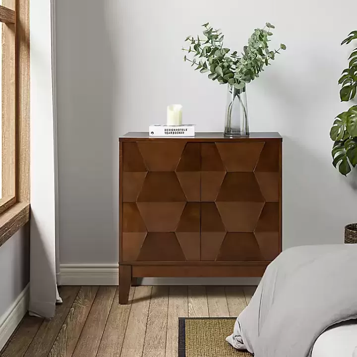 Flash Sale Walnut Geometric Mabel 2-Door Cabinet Cabinets & Sideboards