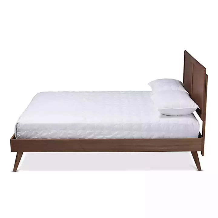 Clearance Walnut Inset Paneling Platform Queen Bed Beds & Headboards