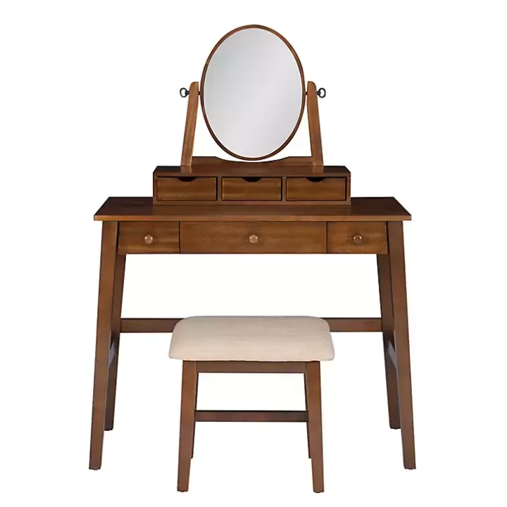 Fashion Walnut Lorna Tilting Mirror 2-pc. Vanity Set Dressers & Chests